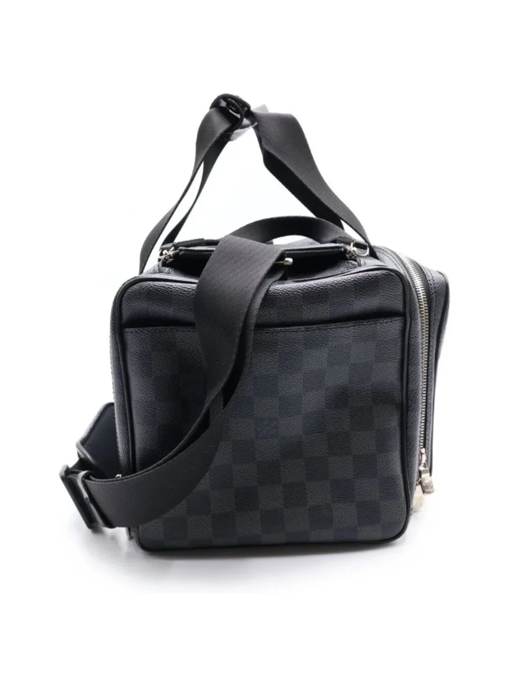 Louis Vuitton Damier Graphite Camera Bag Black Leather Silver